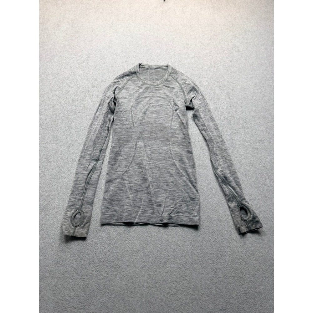 Lululemon Swiftly Tech Long Sleeve Crew Grey Space Dye Thumbholes Size S